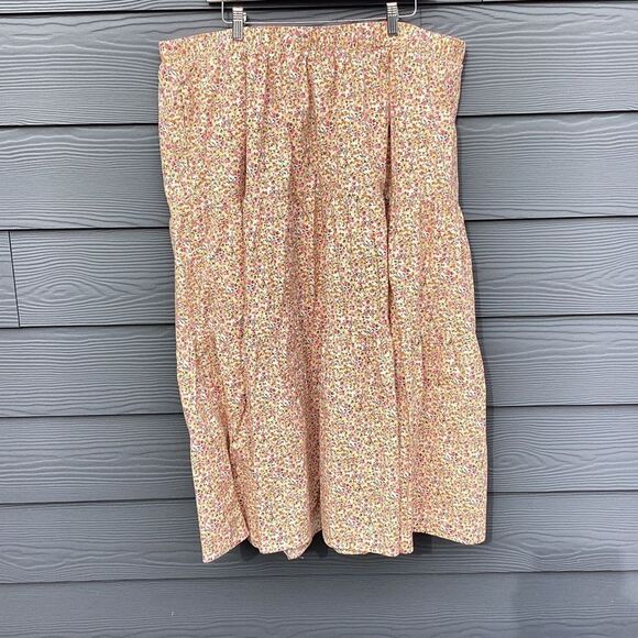 Lane Bryant Floral Maxi Skirt Plus Size 26/28 Flowy High Slit Elastic Waist - Picture 3 of 12